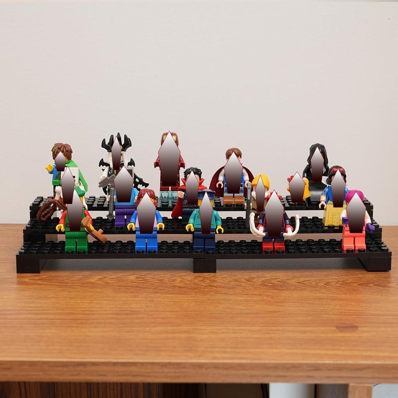 popbricks Store Brick Minifigure Display Stand – 3-Tier Display Case for Lego Minifigures – Holds 35 Figures – Black Organizer Shelf for Collectors | Great Gift for Minifigure Lovers - Image 3